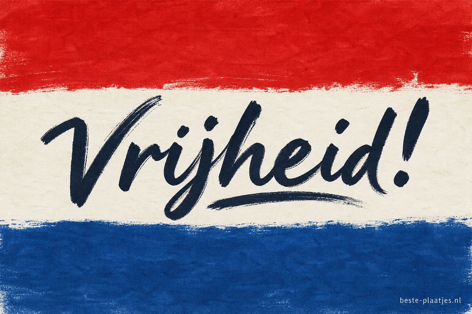 Het woord vrijheid staat op handgeschilderde rood-wit-blauwe banen.