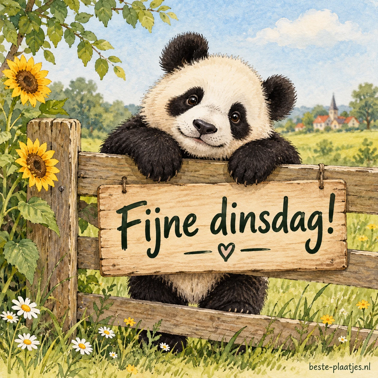 Een schattige panda hangt aan een houten hekje. Een schattige panda hangt aan een houten hekje.