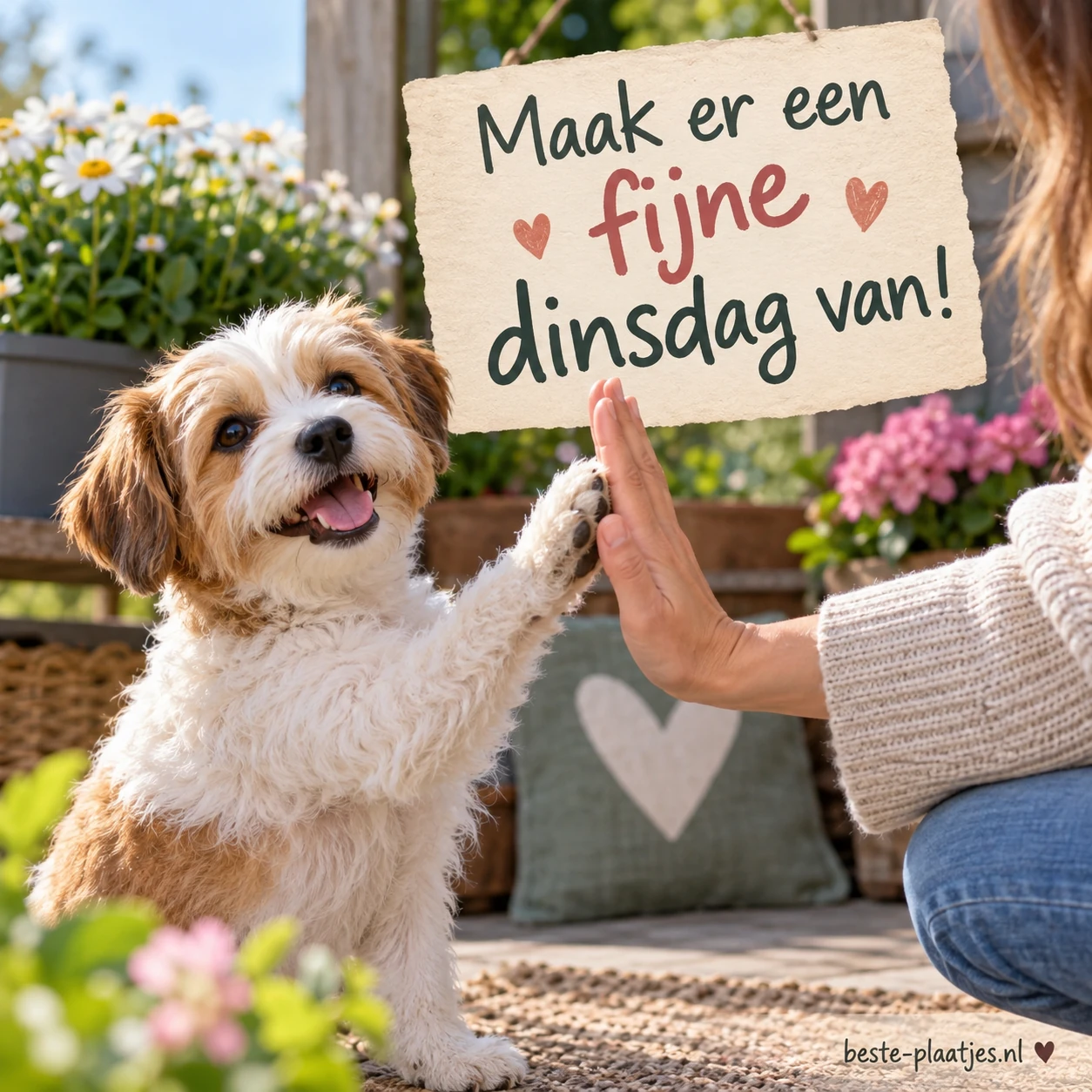 Schattige kleine hond die een high five geeft. Schattige kleine hond die een high five geeft.