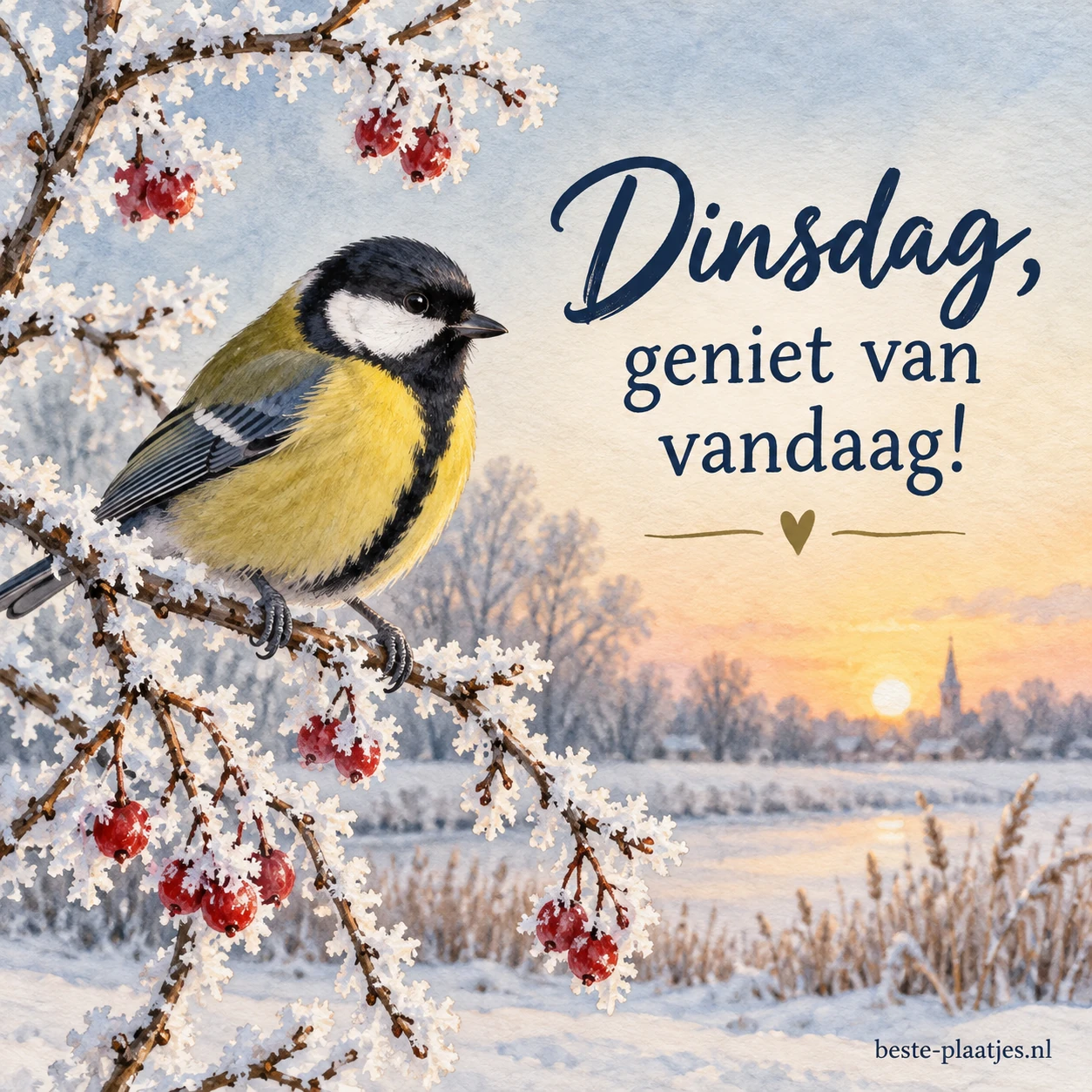 IJzige takken met een koolmeesje. IJzige takken met een koolmeesje.