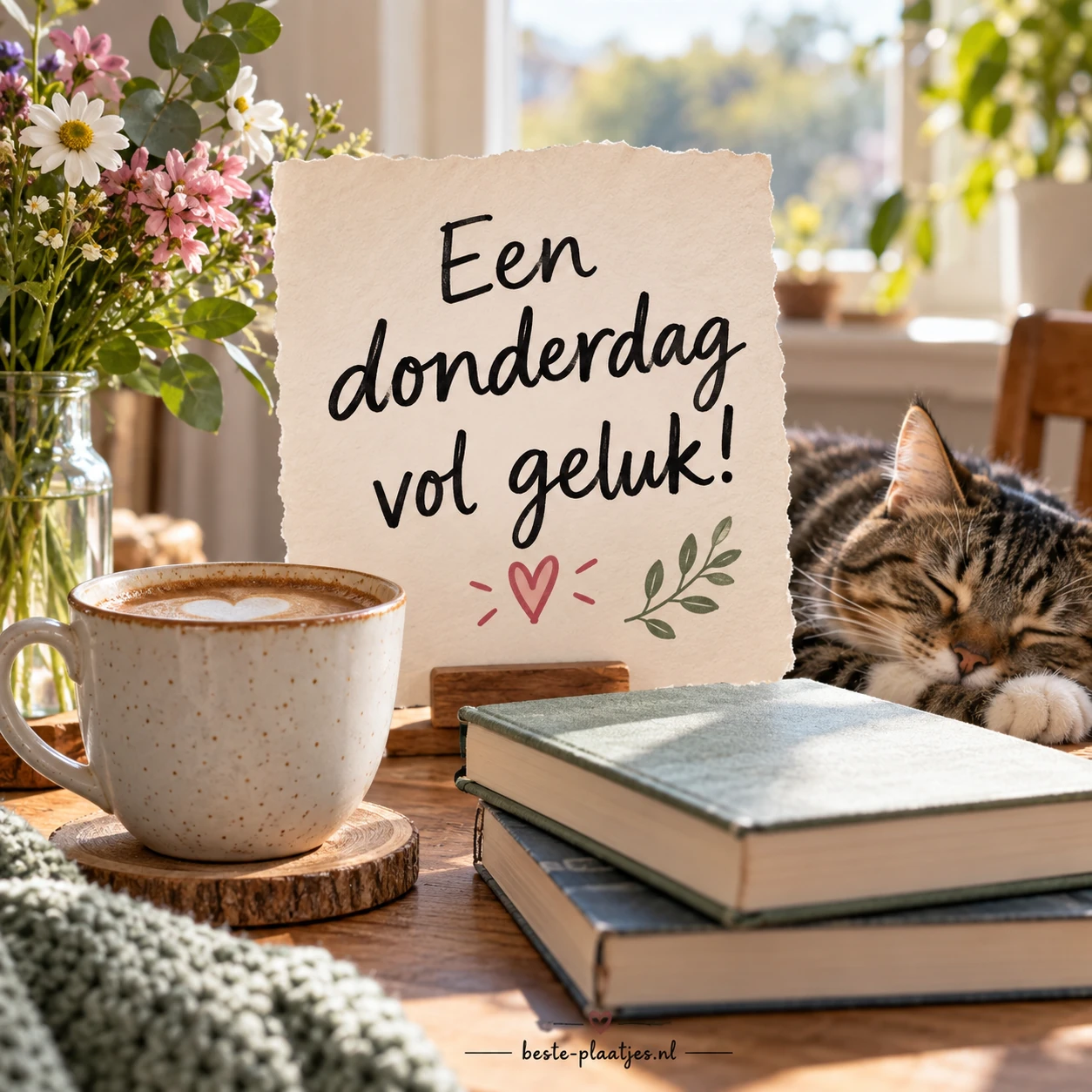 Gezellige ochtend met een goed boek en een warme drank.