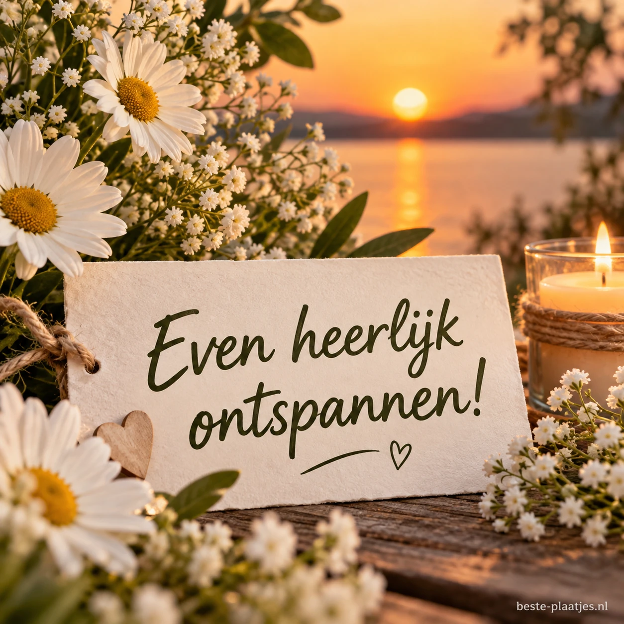 Witte bloemen omringen een oranje lichtbol.