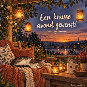 Hangende potlantaarns met kaarsen stralen warmte uit in een sfeervolle avondsetting.