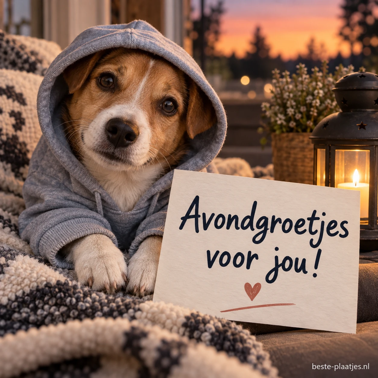 Een schattige hond in een hoodie.