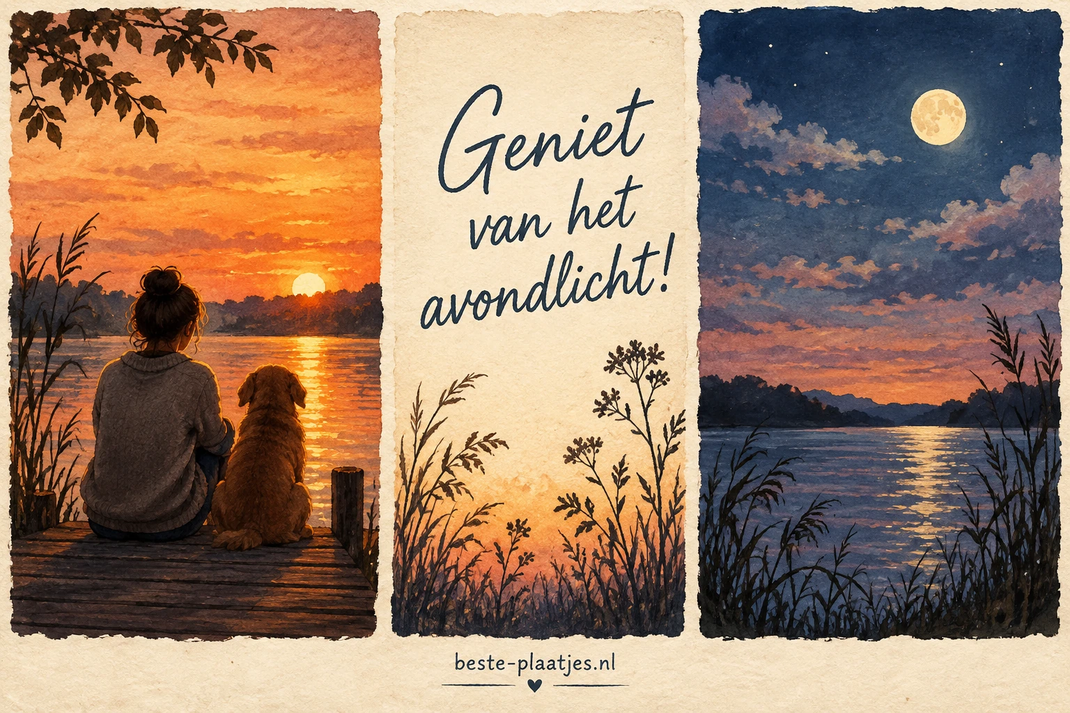 Een dromerige reis van gouden zonsondergang naar een stille sterrennacht.