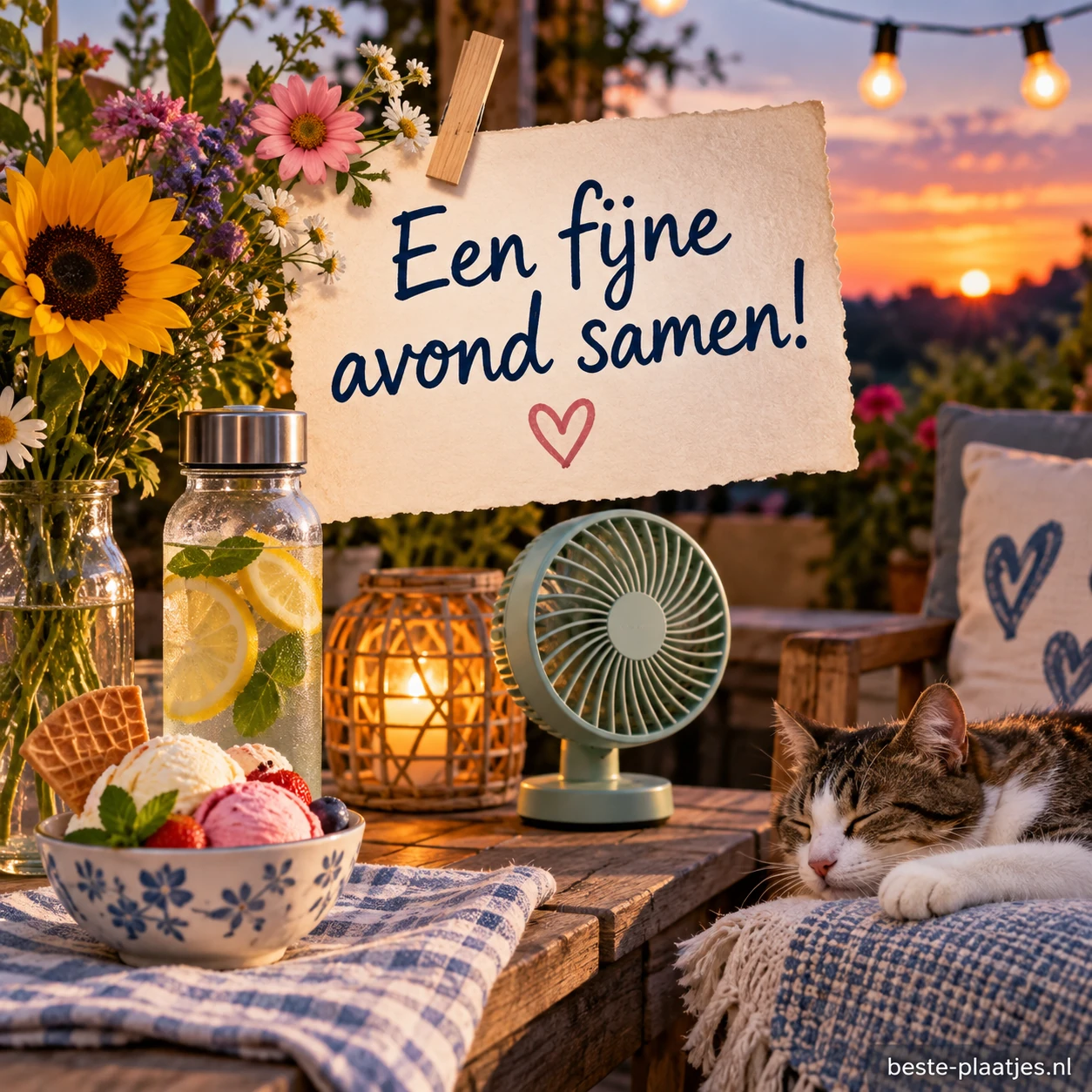Heerlijke zomerse verkoeling met ijs en bloemenpracht.