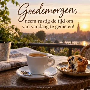 Koffie, een muffin en een krant zorgen voor een kalm begin van de dag.