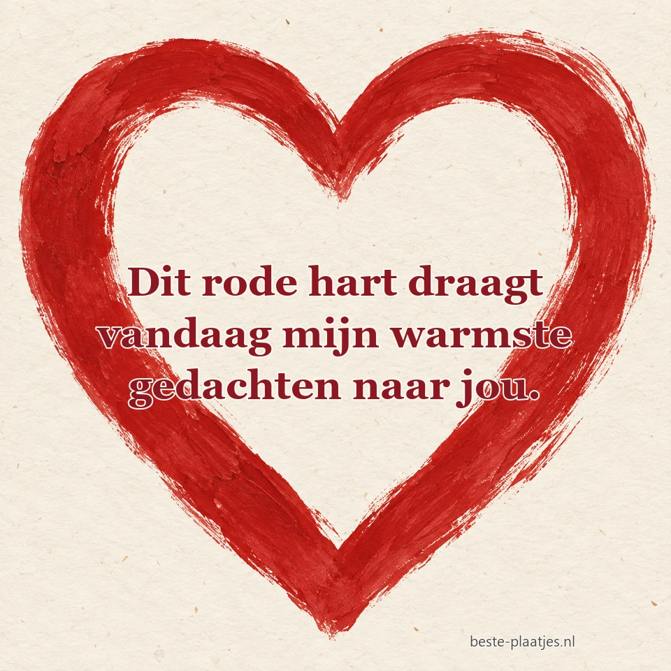 Een handgeschilderd rood hart staat op zacht crèmekleurig papier.