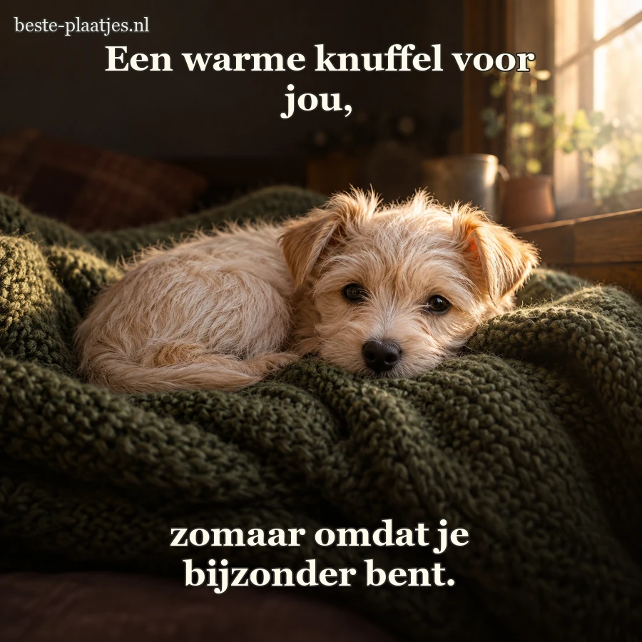 Een kleine terriër rust op een groene deken bij het raam.