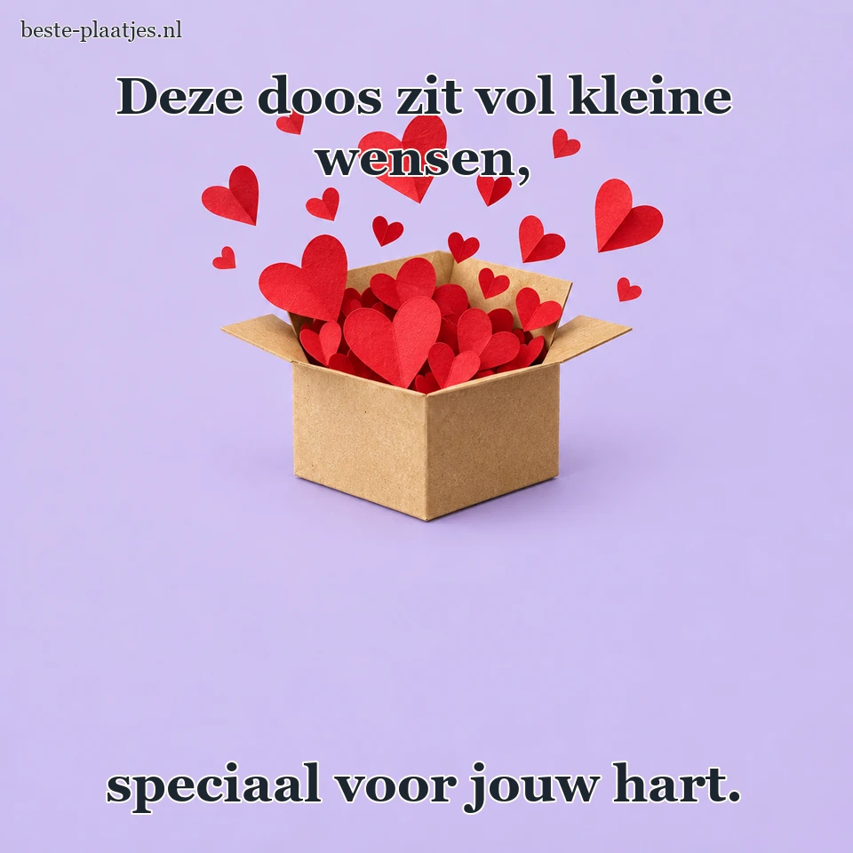 Een open cadeaupakketje laat papieren hartjes zien.