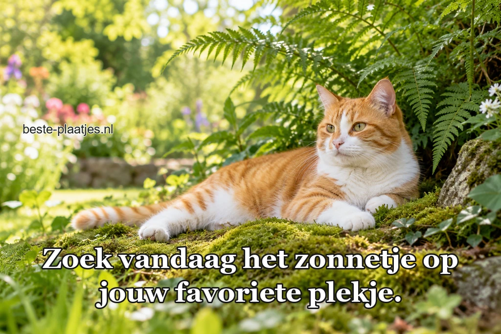 Een oranje kat ligt tussen zacht mos in de tuin. Een oranje kat ligt tussen zacht mos in de tuin.