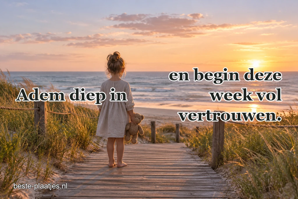Een kind en teddybeer kijken uit over een rustige zee. Een kind en teddybeer kijken uit over een rustige zee.