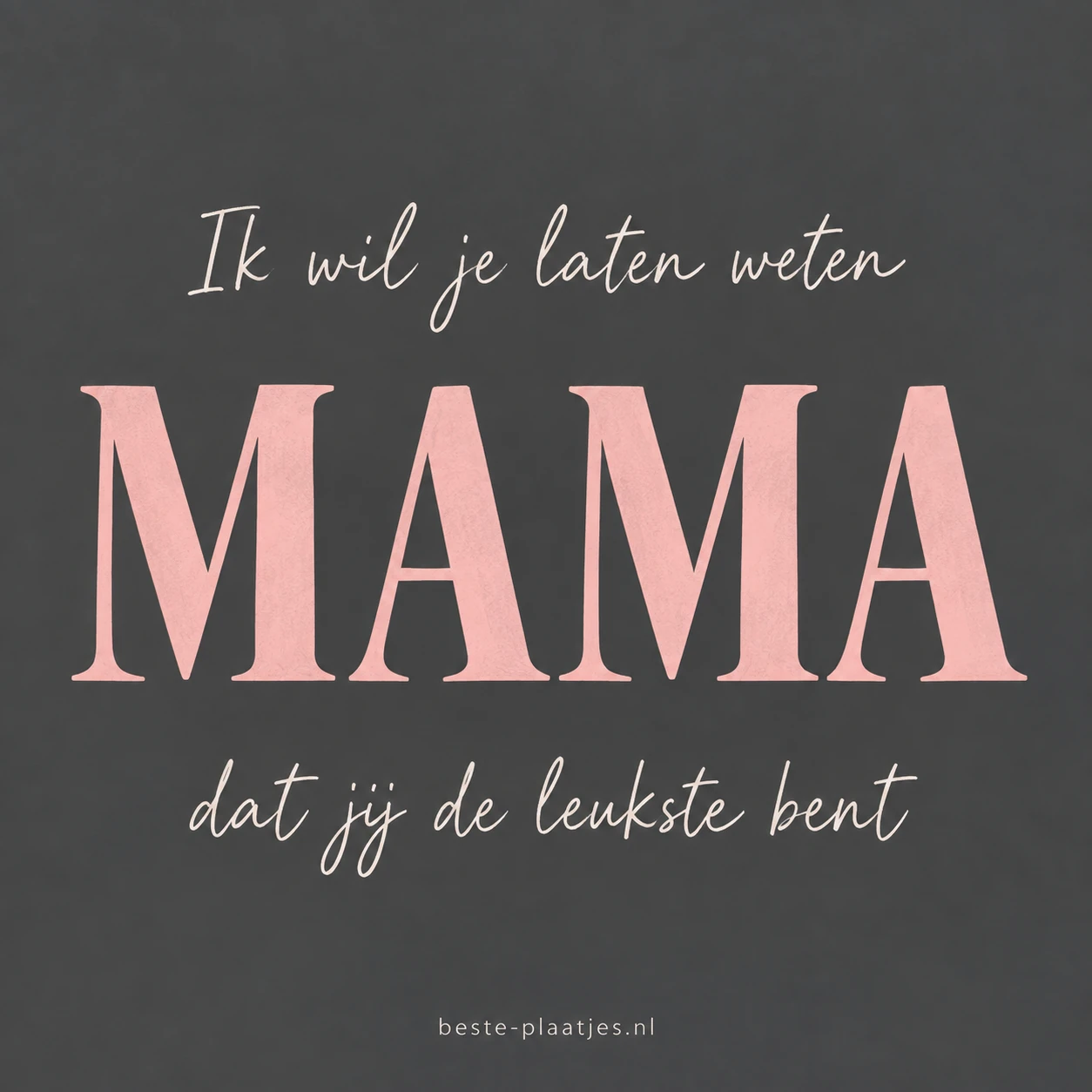 Grote roze letters staan op een rustige donkergrijze kaart.