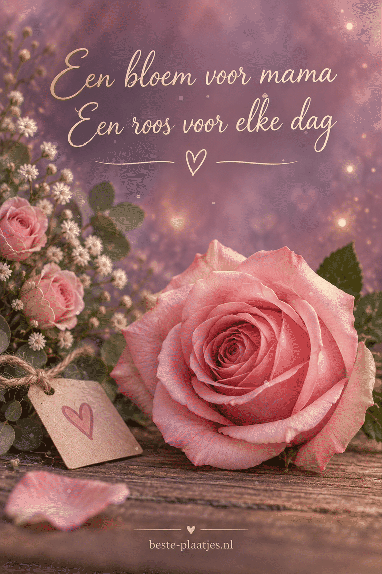 Een grote roze roos ligt tegen een lila achtergrond met zachte lichtpuntjes.