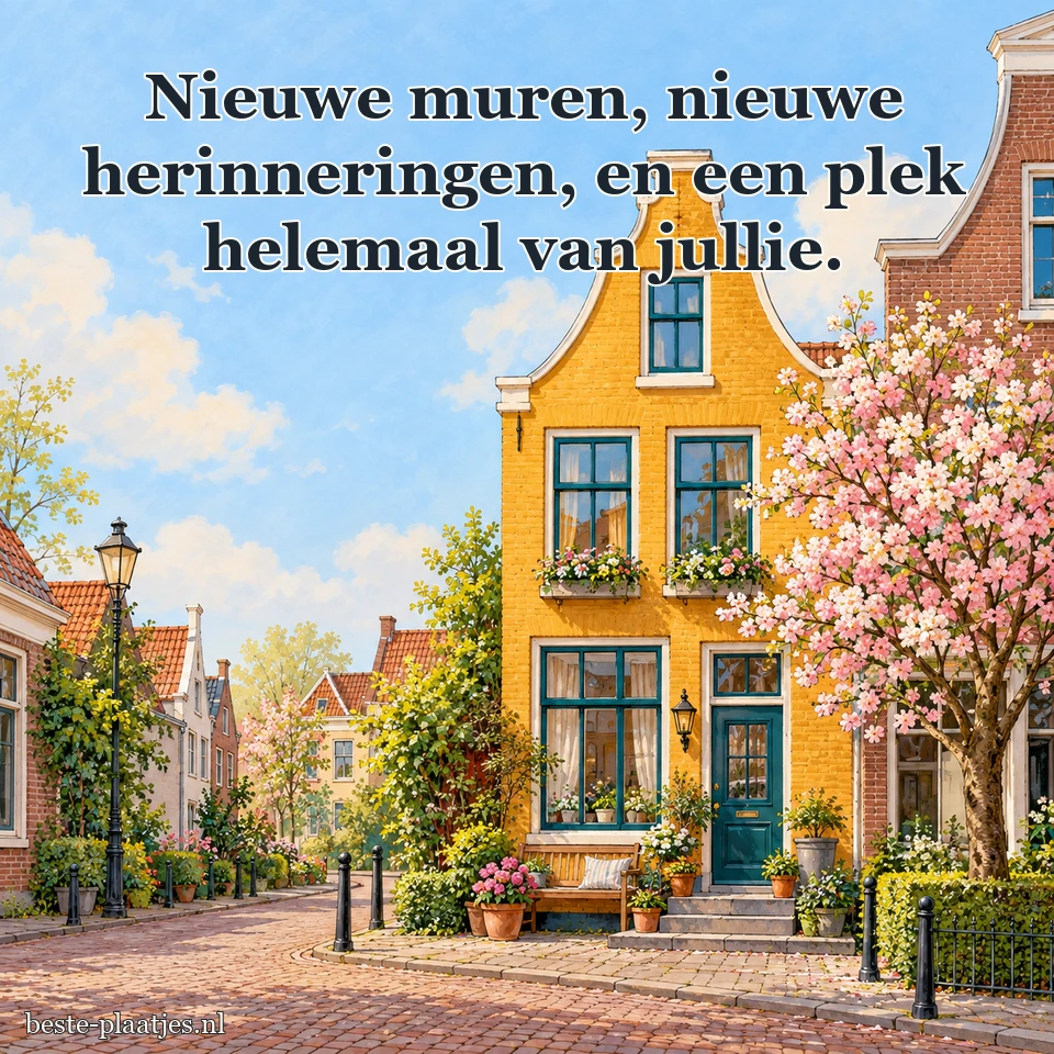 Een speels geel huis staat aan een rustige straat.