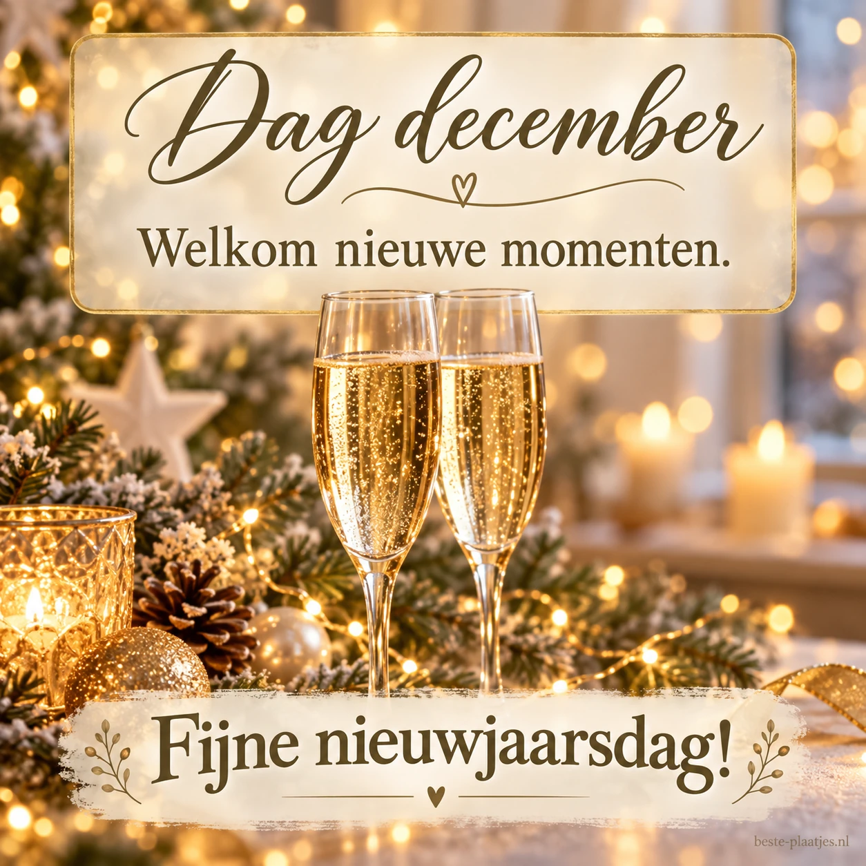 Twee glazen bij warme lichtjes brengen een groet voor nieuwe momenten.