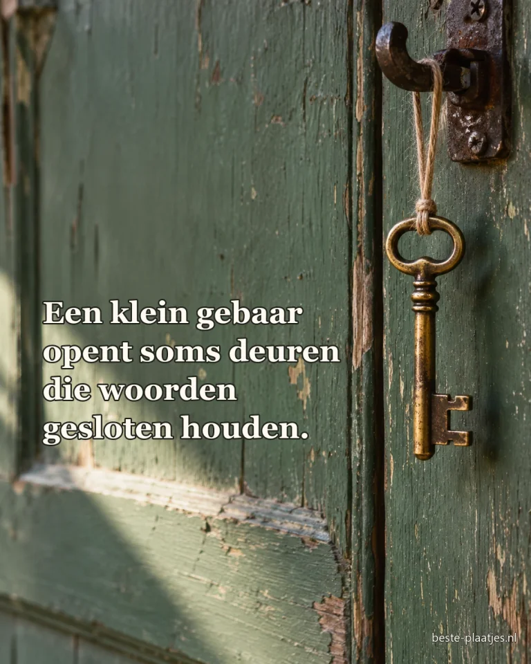 Een oude messing sleutel hangt aan een touw bij een groene deur.
