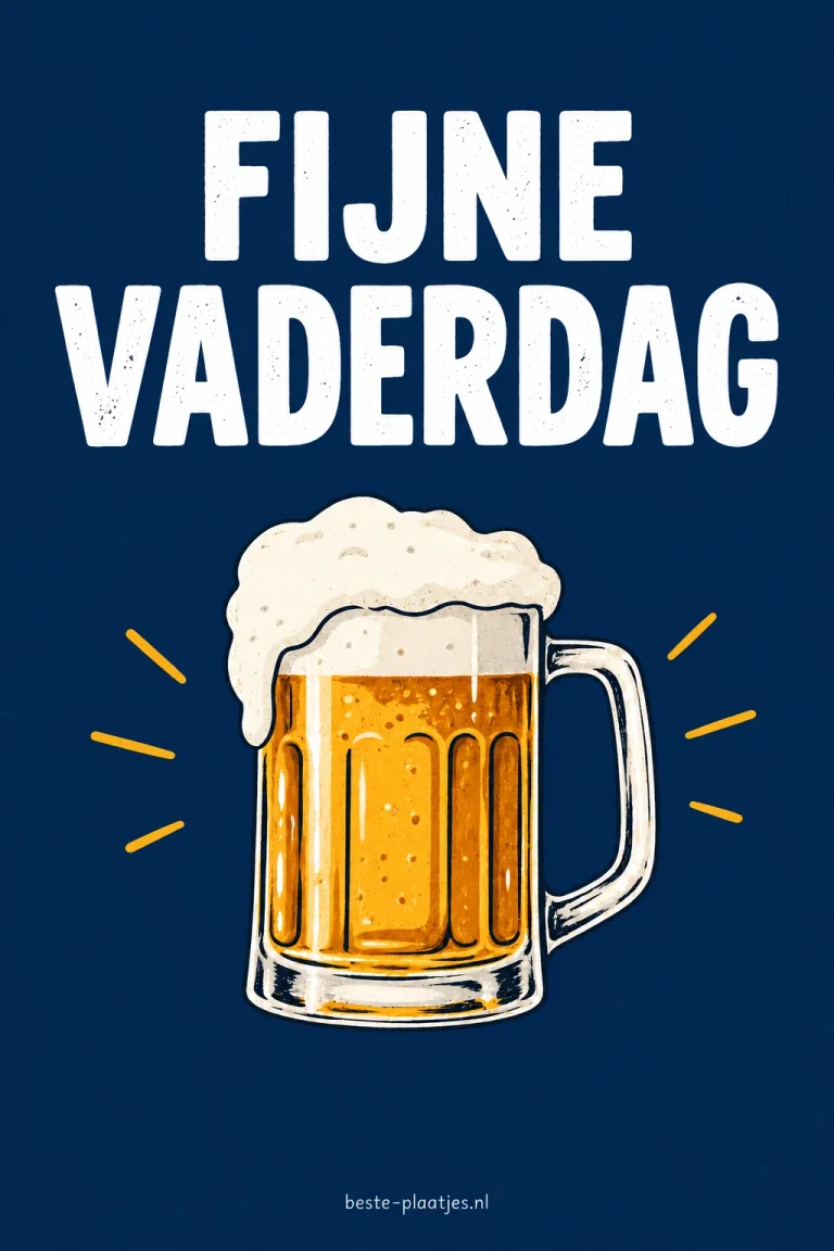 Een getekende bierpul staat onder grote witte letters op een donkerblauwe kaart.