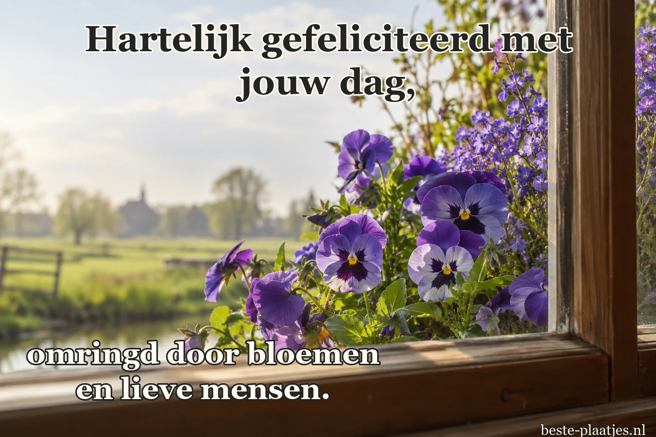 Paarse viooltjes bloeien achter een houten raamwerk.