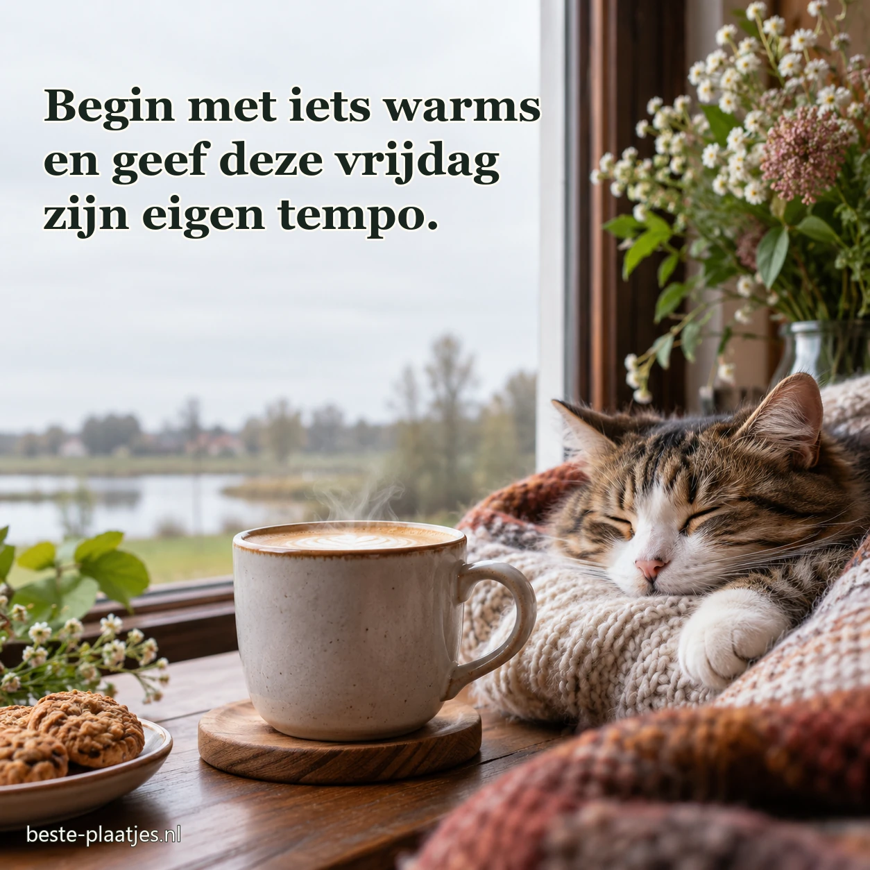 Een dampende kop koffie staat in zacht ochtendlicht. Een dampende kop koffie staat in zacht ochtendlicht.