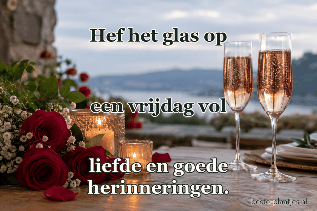 Twee glazen mousserende wijn staan bij rozen en kaarsen. Twee glazen mousserende wijn staan bij rozen en kaarsen.
